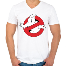 PRINTFASHION ghostbusters - Férfi V-nyakú póló - Fehér férfi póló