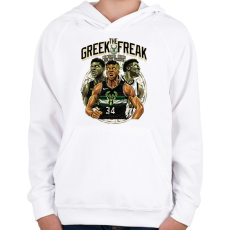 PRINTFASHION Giannis Antetokounmpo - Gyerek kapucnis pulóver - Fehér