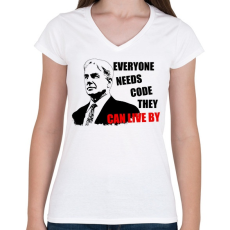 PRINTFASHION GIBS - Női V-nyakú póló - Fehér