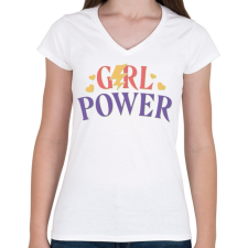 PRINTFASHION Girl power - erős nők - Női V-nyakú póló - Fehér női póló