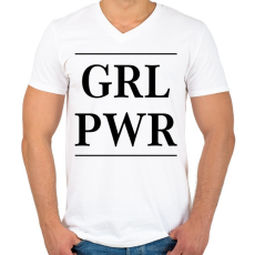 PRINTFASHION Girl Power - Férfi V-nyakú póló - Fehér