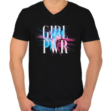PRINTFASHION Girl Power - Férfi V-nyakú póló - Fekete férfi póló