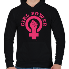 PRINTFASHION Girl power symbol - Férfi kapucnis pulóver - Fekete férfi pulóver, kardigán