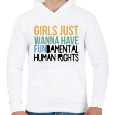 PRINTFASHION Girls just wanna have - Férfi kapucnis pulóver - Fehér női pulóver, kardigán