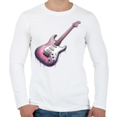 PRINTFASHION gitár - Férfi hosszú ujjú póló - Fehér