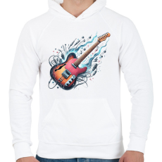 PRINTFASHION gitár - Férfi kapucnis pulóver - Fehér