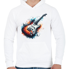 PRINTFASHION gitár - Férfi kapucnis pulóver - Fehér