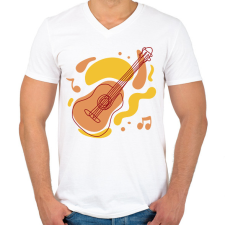 PRINTFASHION Gitár - Férfi V-nyakú póló - Fehér férfi póló