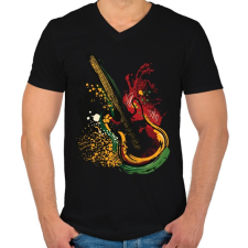 PRINTFASHION Gitár - Férfi V-nyakú póló - Fekete férfi póló