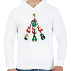 PRINTFASHION Gitár karácsonyfa - Férfi kapucnis pulóver - Fehér