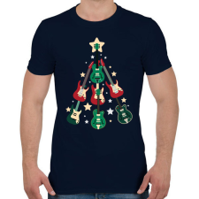 PRINTFASHION Gitár karácsonyfa - Férfi póló - Sötétkék férfi póló