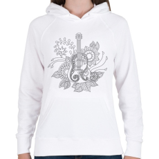 PRINTFASHION Gitár - Női kapucnis pulóver - Fehér