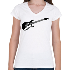 PRINTFASHION Gitár - Női V-nyakú póló - Fehér női póló