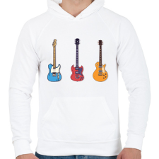 PRINTFASHION Gitárok - Férfi kapucnis pulóver - Fehér férfi pulóver, kardigán