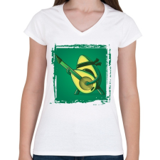 PRINTFASHION Gitáros avokádó - Női V-nyakú póló - Fehér női póló