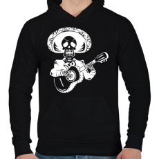 PRINTFASHION Gitáros csontváz - Férfi kapucnis pulóver - Fekete
