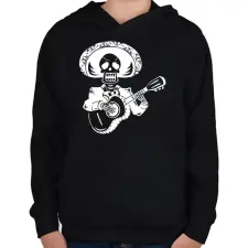 PRINTFASHION Gitáros csontváz - Gyerek kapucnis pulóver - Fekete gyerek pulóver, kardigán