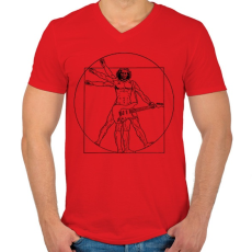 PRINTFASHION Gitáros ember - Férfi V-nyakú póló - Piros