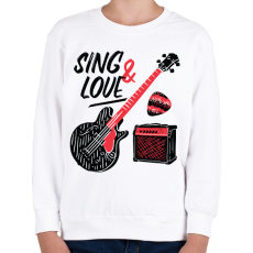PRINTFASHION Gitáros énekes - Gyerek pulóver - Fehér