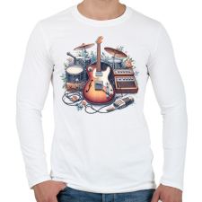 PRINTFASHION gitáros - Férfi hosszú ujjú póló - Fehér férfi póló