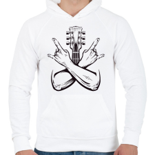 PRINTFASHION gitáros - Férfi kapucnis pulóver - Fehér férfi pulóver, kardigán