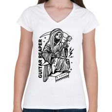 PRINTFASHION Gitáros halál  - Női V-nyakú póló - Fehér