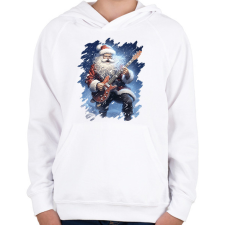 PRINTFASHION Gitáros mikulás - Gyerek kapucnis pulóver - Fehér gyerek pulóver, kardigán