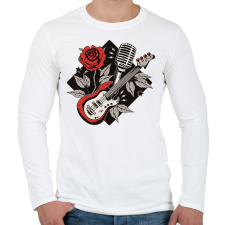 PRINTFASHION Gitáros minta - Férfi hosszú ujjú póló - Fehér férfi póló