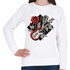 PRINTFASHION Gitáros minta - Női pulóver - Fehér