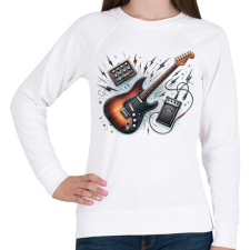 PRINTFASHION gitáros - Női pulóver - Fehér női pulóver, kardigán
