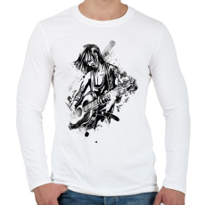 PRINTFASHION Gitáros rocker - Férfi hosszú ujjú póló - Fehér