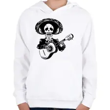 PRINTFASHION Gitározó csontváz - Gyerek kapucnis pulóver - Fehér gyerek pulóver, kardigán