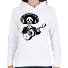 PRINTFASHION Gitározó csontváz - Női kapucnis pulóver - Fehér női pulóver, kardigán