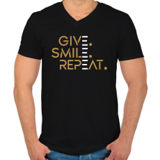 PRINTFASHION Give. Smile. Repeat - Férfi V-nyakú póló - Fekete