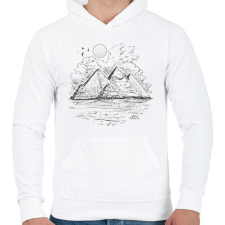 PRINTFASHION Gízai piramisok - Férfi kapucnis pulóver - Fehér férfi pulóver, kardigán
