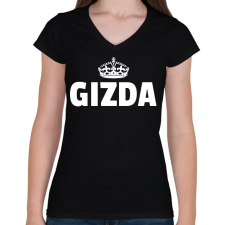 PRINTFASHION GIZDA - Női V-nyakú póló - Fekete női póló