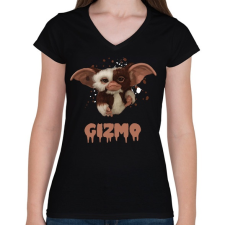 PRINTFASHION GIZMO - Női V-nyakú póló - Fekete női póló
