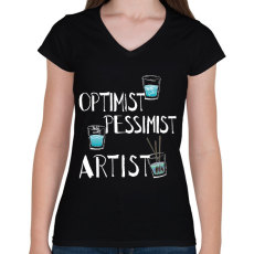 PRINTFASHION glass.artist.w - Női V-nyakú póló - Fekete