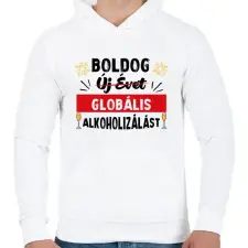 PRINTFASHION Globális alkoholizálás - Férfi kapucnis pulóver - Fehér férfi pulóver, kardigán