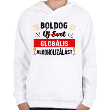 PRINTFASHION Globális alkoholizálás - Gyerek kapucnis pulóver - Fehér gyerek pulóver, kardigán