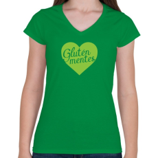 PRINTFASHION gluten-free-love-green - Női V-nyakú póló - Zöld