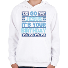 PRINTFASHION Go Jesus - Gyerek kapucnis pulóver - Fehér