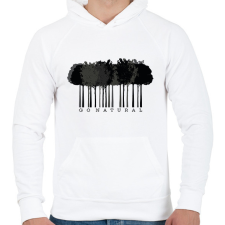 PRINTFASHION Go natural - vonalkód - Férfi kapucnis pulóver - Fehér férfi pulóver, kardigán