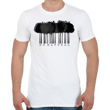 PRINTFASHION Go natural - vonalkód - Férfi póló - Fehér férfi póló