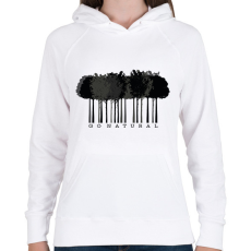 PRINTFASHION Go natural - vonalkód - Női kapucnis pulóver - Fehér