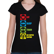 PRINTFASHION Go super saiyan - Női V-nyakú póló - Fekete