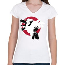 PRINTFASHION Go SuperMonkey - Női V-nyakú póló - Fehér női póló