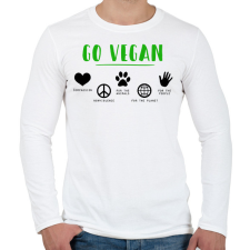 PRINTFASHION Go vegan - Férfi hosszú ujjú póló - Fehér férfi póló