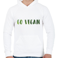 PRINTFASHION Go vegan - Férfi kapucnis pulóver - Fehér férfi pulóver, kardigán