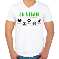 PRINTFASHION Go vegan - Férfi V-nyakú póló - Fehér férfi póló